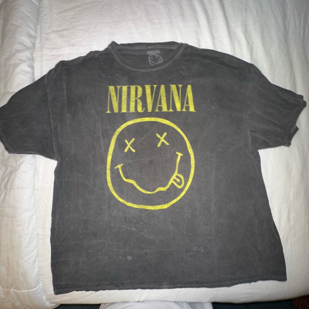 NIRVANA Gray Tee with Yellow Smiley